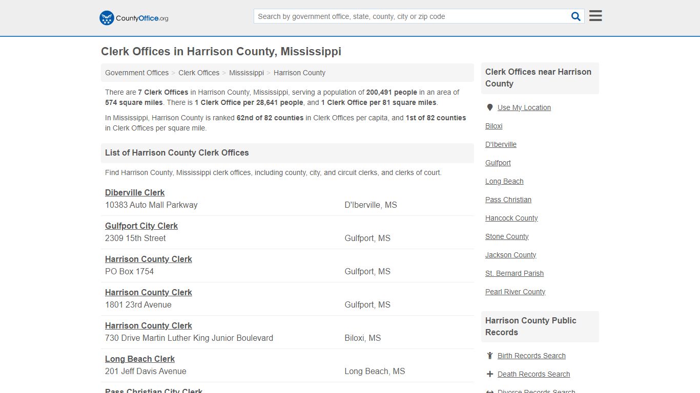 Clerk Offices - Harrison County, MS (County & Court Records)